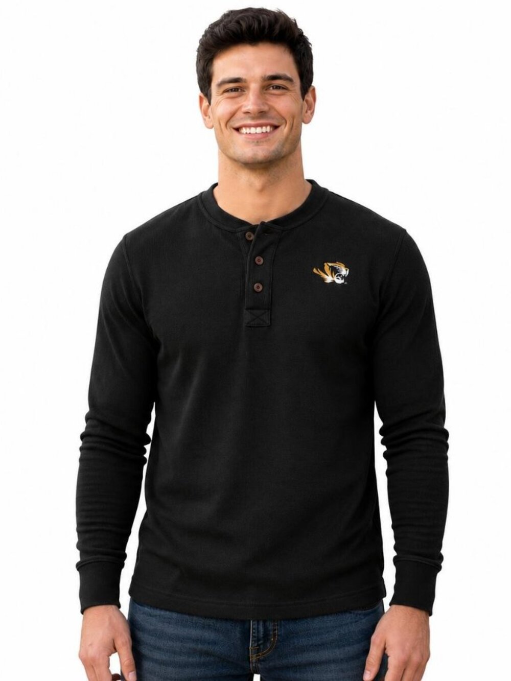 Colony Men's Missouri Tigers Waffle Thermal Henley Shirt Black Large $54 Value